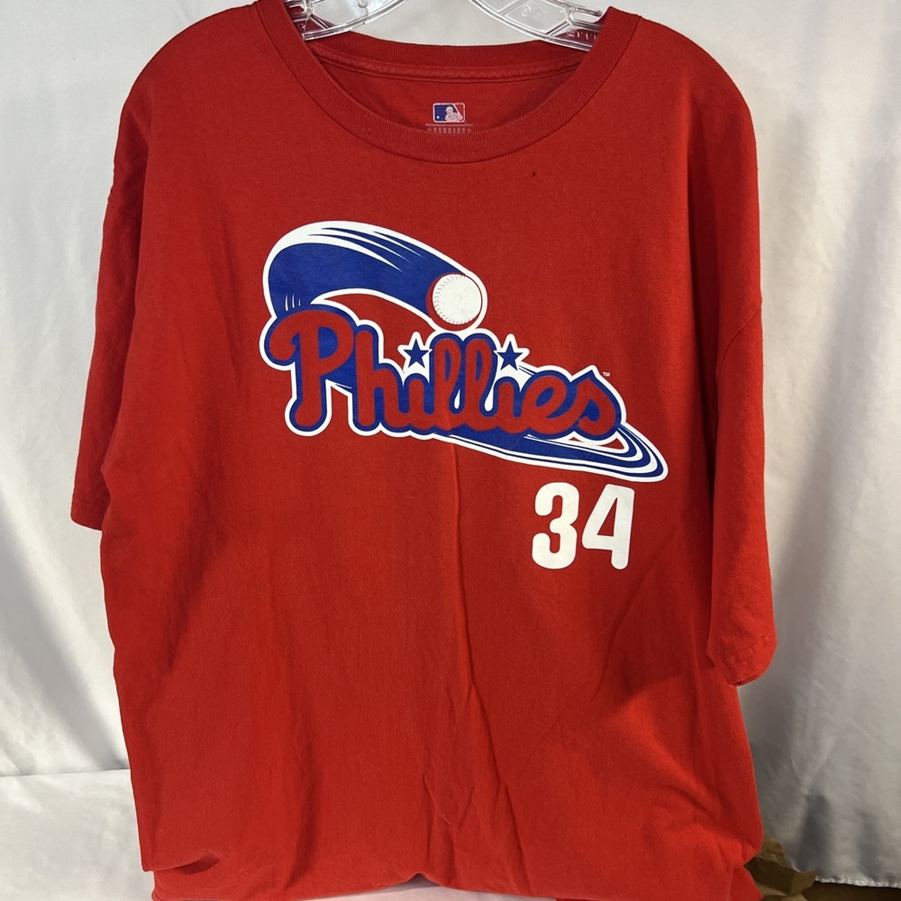 MLB Philadelphia Phillies Roy Halladay T-Shirt 2XL Genuine Merchandise #34 Red